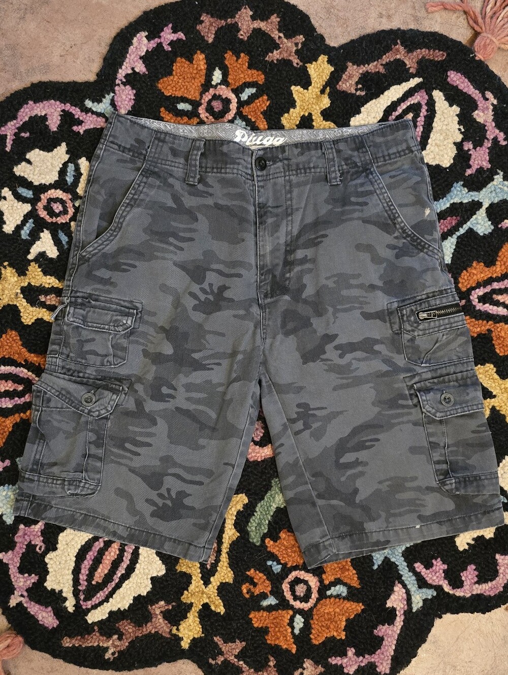 🔥🔥Plugg Men's Camo Cargo Shorts - Gray Camo🔥🔥 SIZE 32